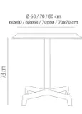 Mesa Compacto Fenolico 70x60 R.Nat Pie Sputnik Tubo Blanco